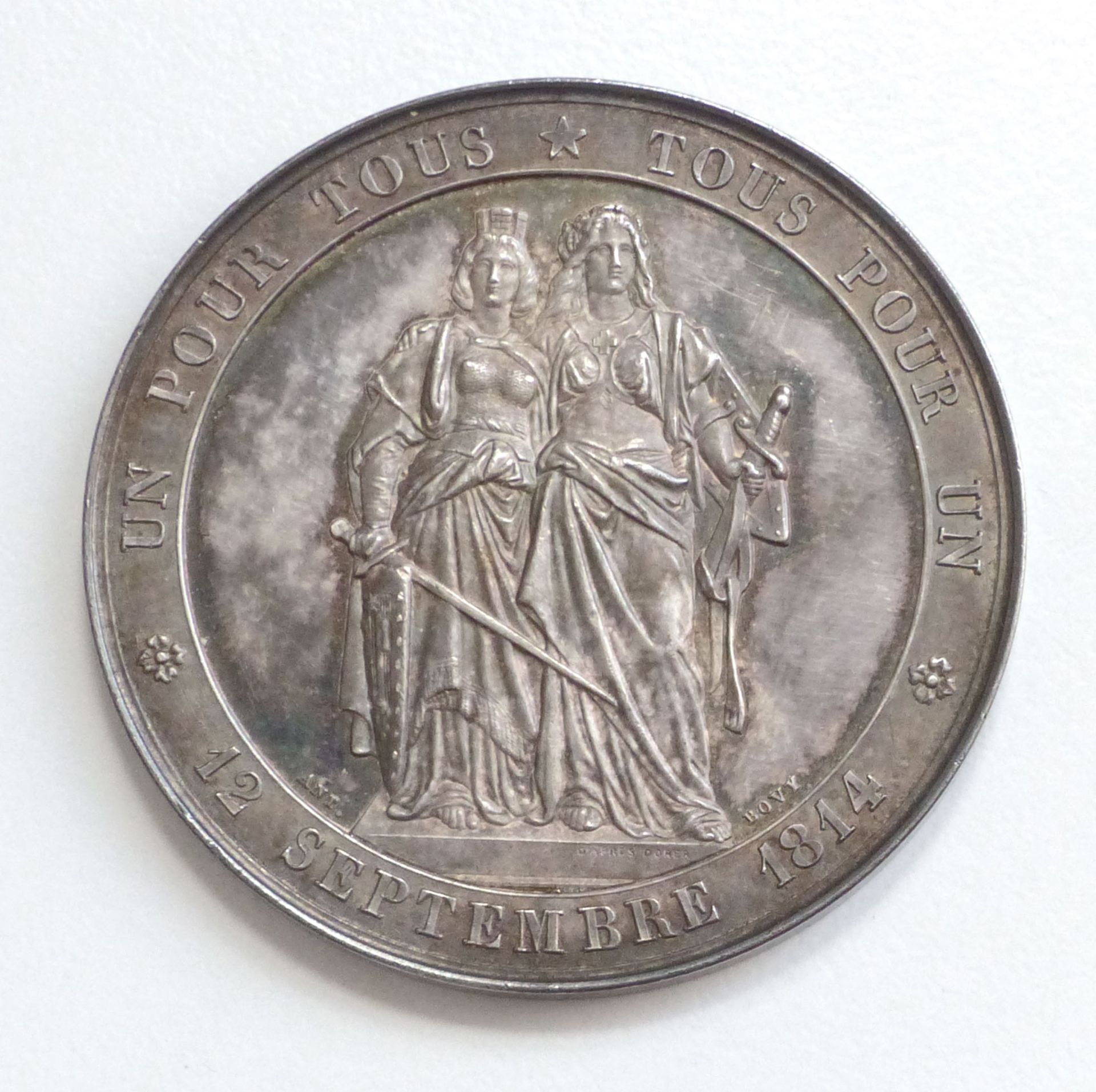 Schützen CH-Geneve Medaille Tir nationale en Faveur du Monument 1864 silber ca. 45 mm Durchm. I-II