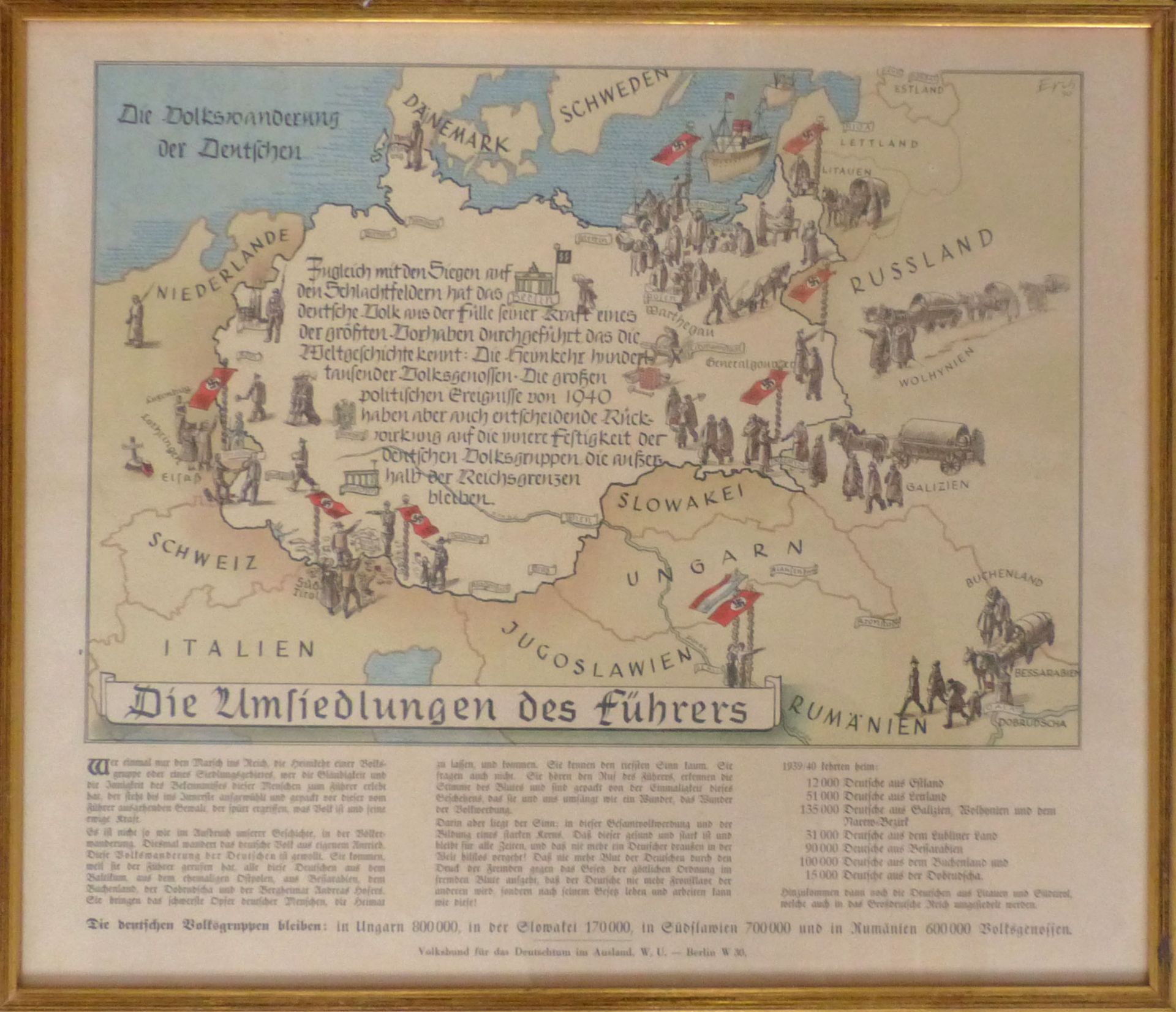 WK II Propaganda Die Umsiedlung des Führers Bilderrahmen (37,5 x 42,5 cm)