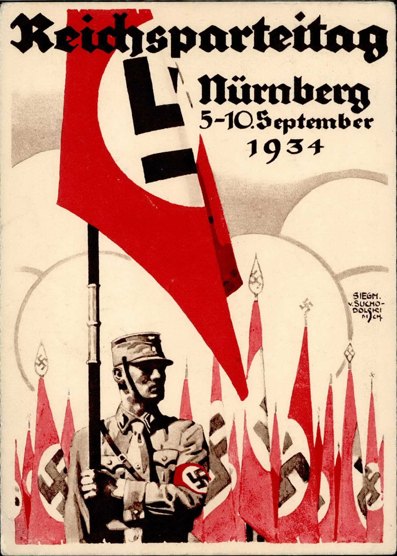 Reichsparteitag WK II Nürnberg (8500) 1934 sign. v. Suchodolski, S. I-II (kl. Eckbug)