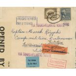 Flugpost USA-Schweiz (Militär Camp) R-Brief via Transatlantic Route ca. 1940, Schweizer Zensur II