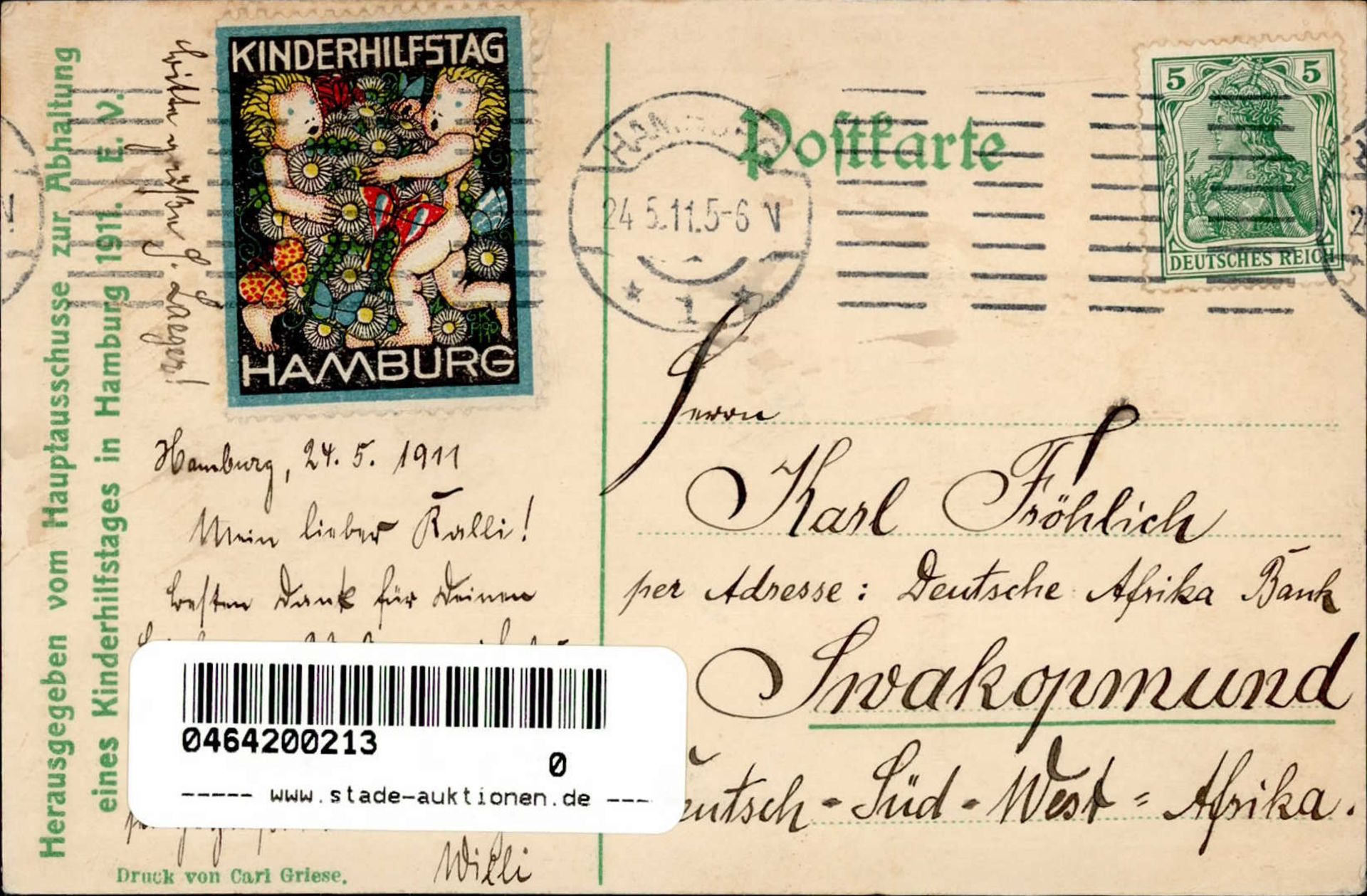 Politik Hamburg Kinderhilfstag Mai 1911 I-II - Image 2 of 2