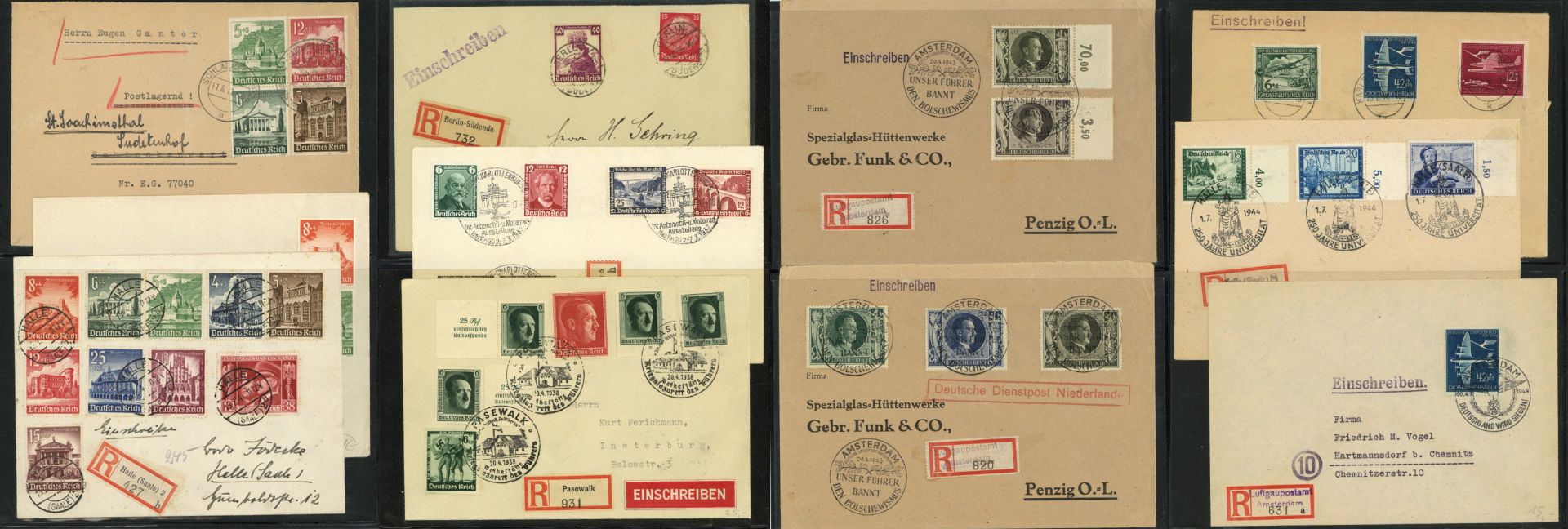 3. Reich Briefe-Sammlung im Briefealbum, durchwegs interessante Frankaturen, etliche Satzbriefe