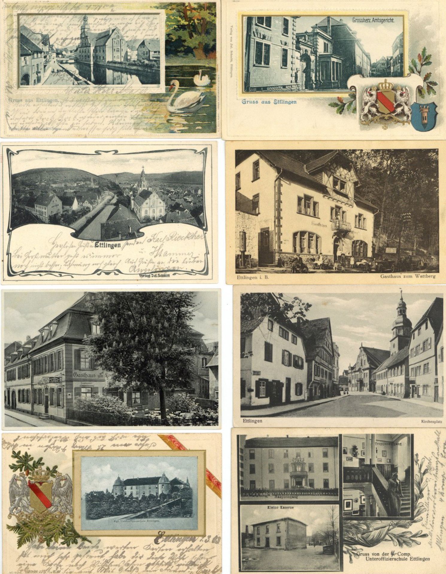 Ettlingen (7505) Partie von circa 1200 Ansichtskarten meist vor 1945, einige sind mehrfach, teils