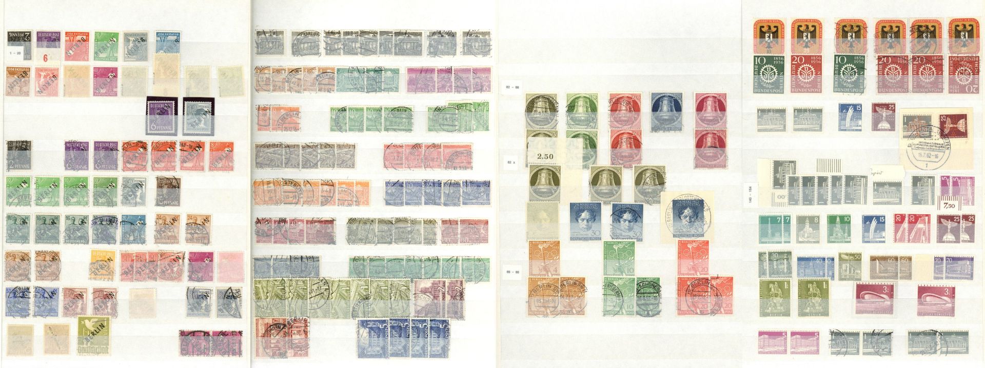 Berlin Doubletten-Sammlung 1949-1990 in zwei dicken Steckalben */**/O, ab Schwarzaufdrucke,