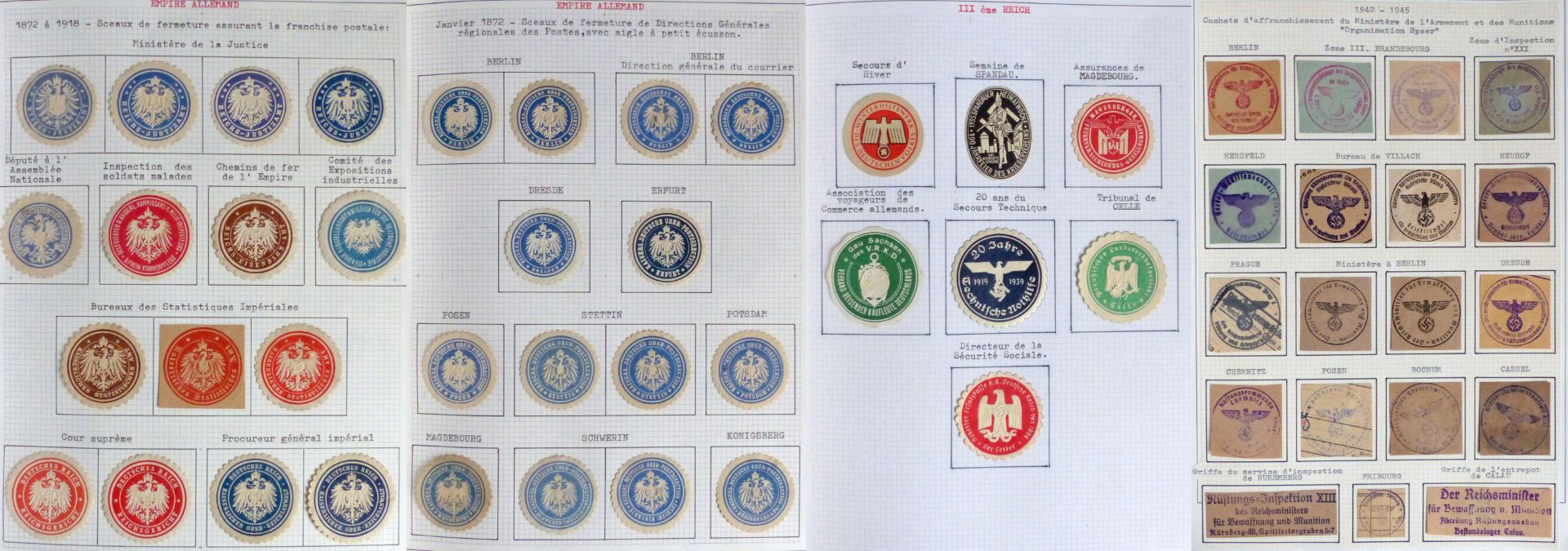 Deutsches Reich Sammlung Siegelmarken/Dienstabschläge (Stempel-Ausschnitte, viel Truppenstempel