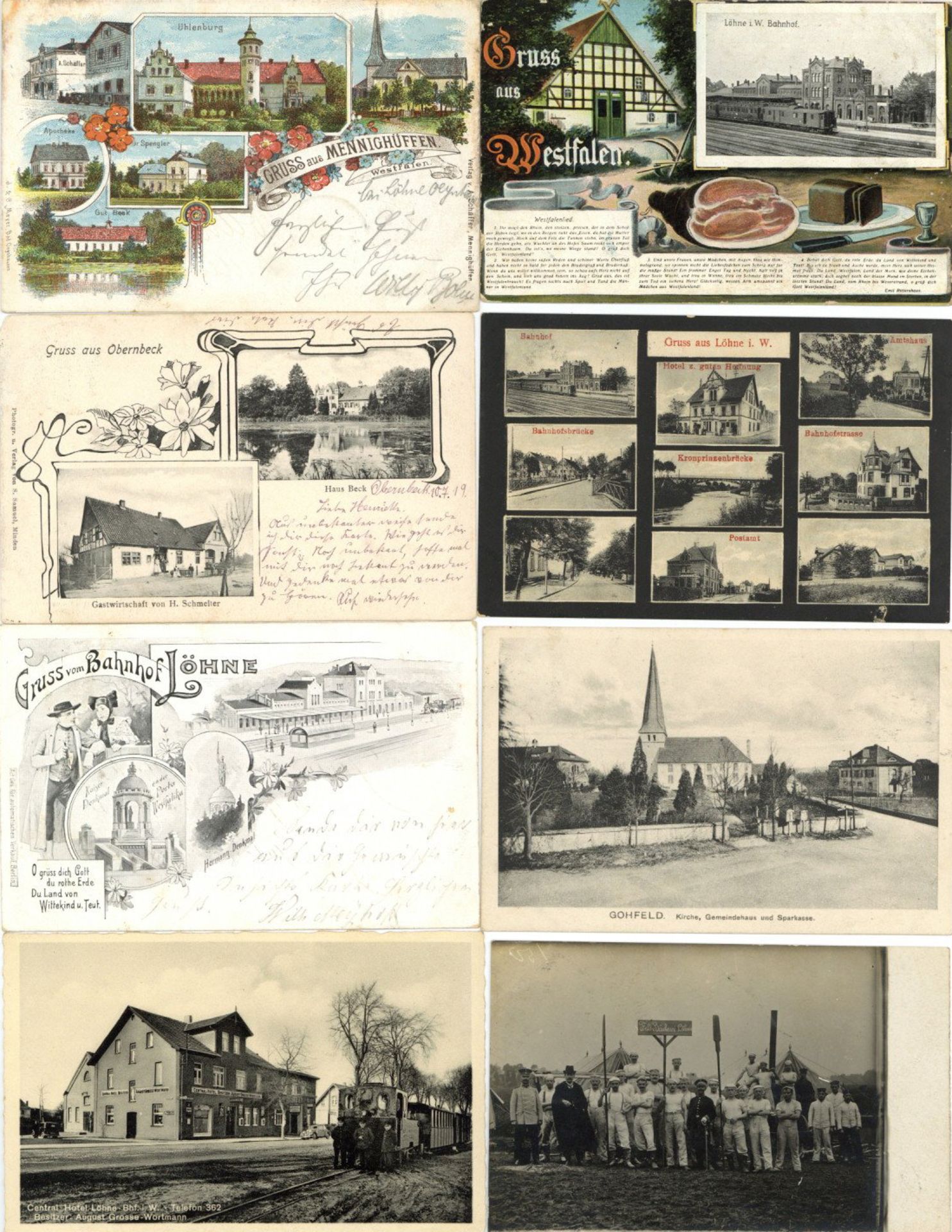 Löhne (4972) Heimatsammlung mit ca. 300 Ansichtskarten und Belegen meist vor 1945 in