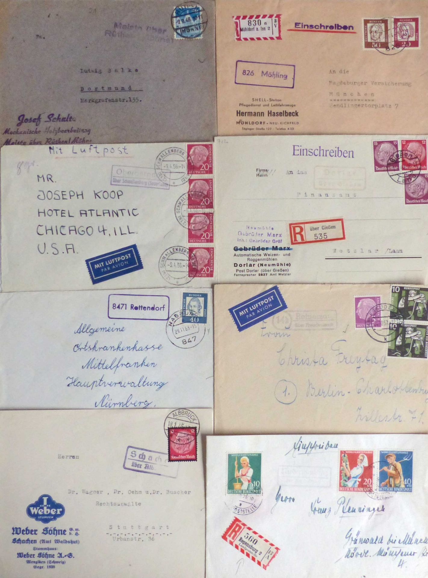 Landpost-Stempel Sammlung mit ca. 100 Belegen, wohl alles verschiedene, ca. 1930-1960, meist gute