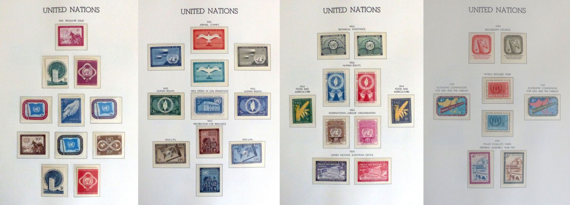 UNO New York 1951-1990 kpl. im Leuchtturm-Vordruck-Klemmbinder postfrisch** mit KB, Flaggen, usw.