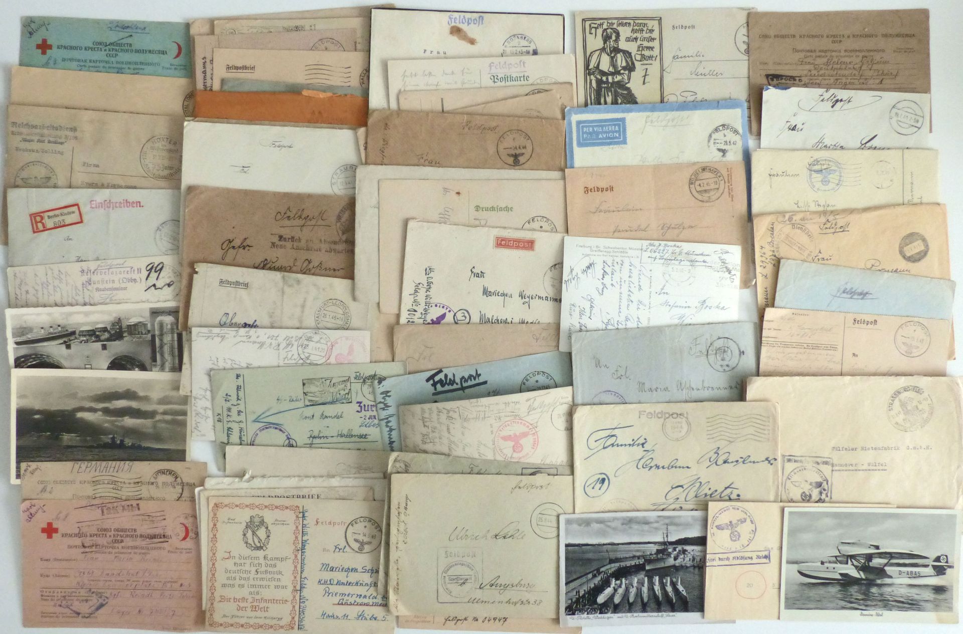 Feldpost WK II Sammlung 67 Briefe u. Belege mit etlichen interessanten Stücken; Postkarten, Rigaer