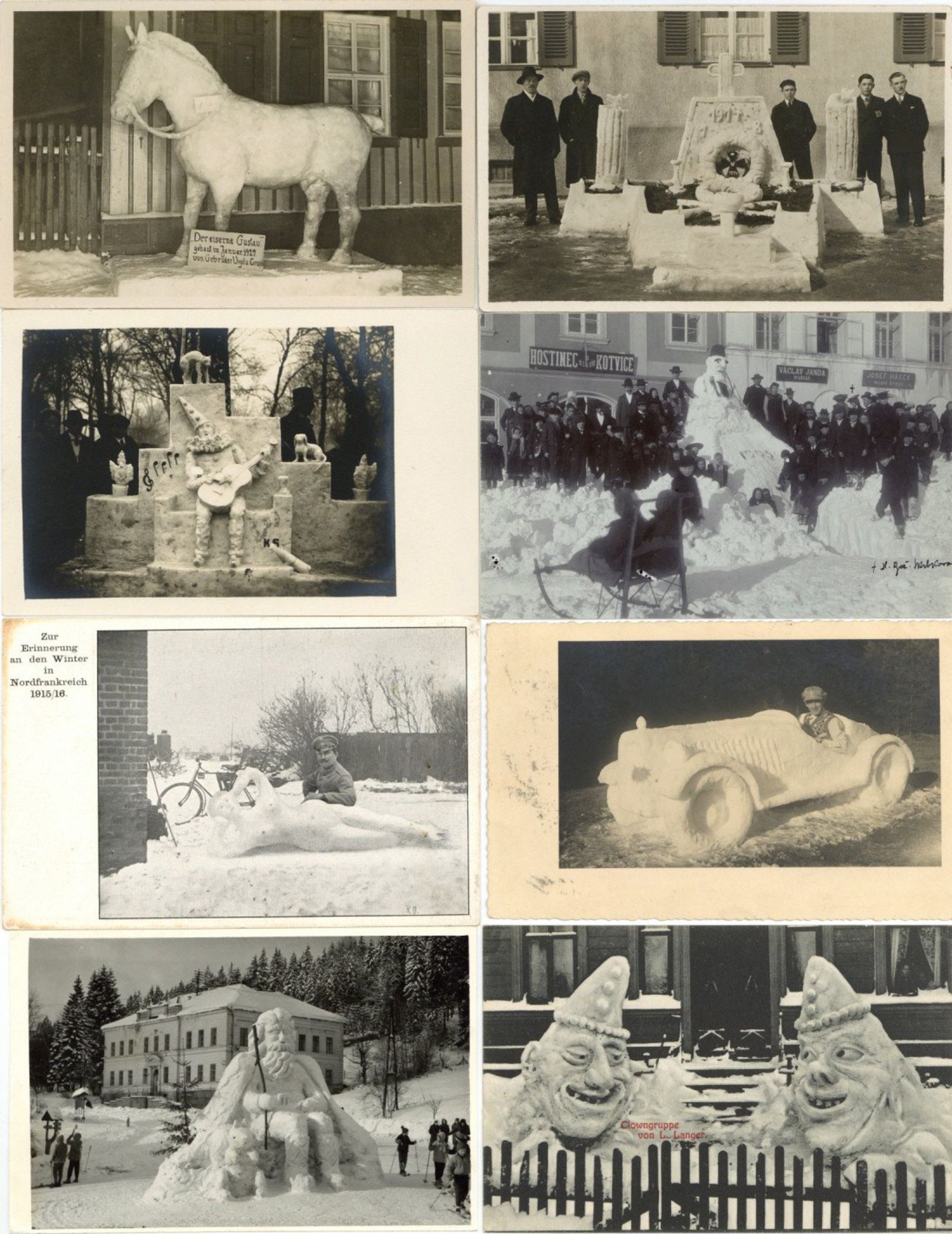 Schneeplastiken / Eisplastiken Tolle Sammlung mit 280 Ansichtskarten im Album meist vor 1945