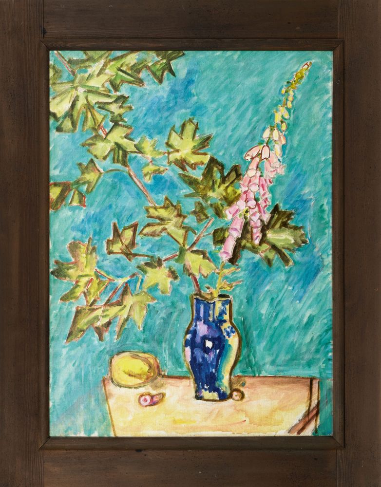 Hauptmann, Ivo (Erkner 1886 - Hamburg 1973). Blue Vase with blossoming Twig. - Image 2 of 2