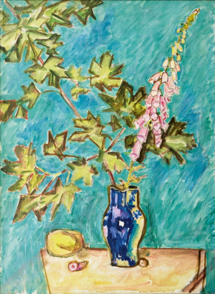 Hauptmann, Ivo (Erkner 1886 - Hamburg 1973). Blue Vase with blossoming Twig.