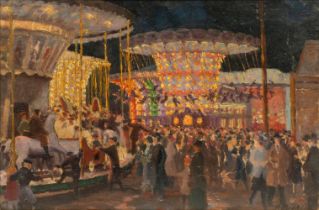 Paul Buchholz (Bromberg 1868 - vor 1930). Jahrmarkt bei Nacht.