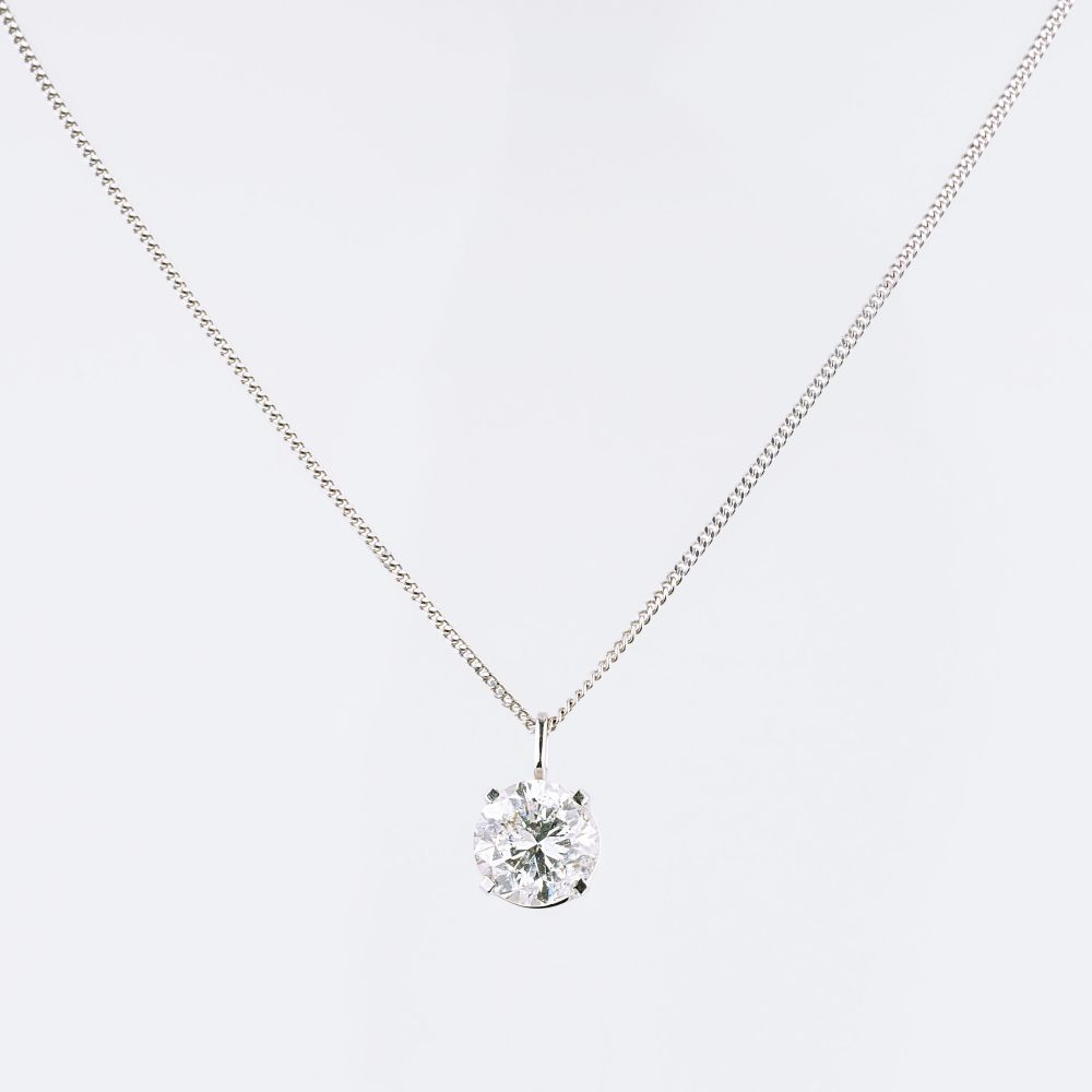 A highcarat Solitaire Diamond Pendant on Necklace.