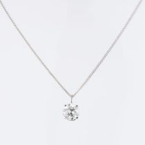 A highcarat Solitaire Diamond Pendant on Necklace.