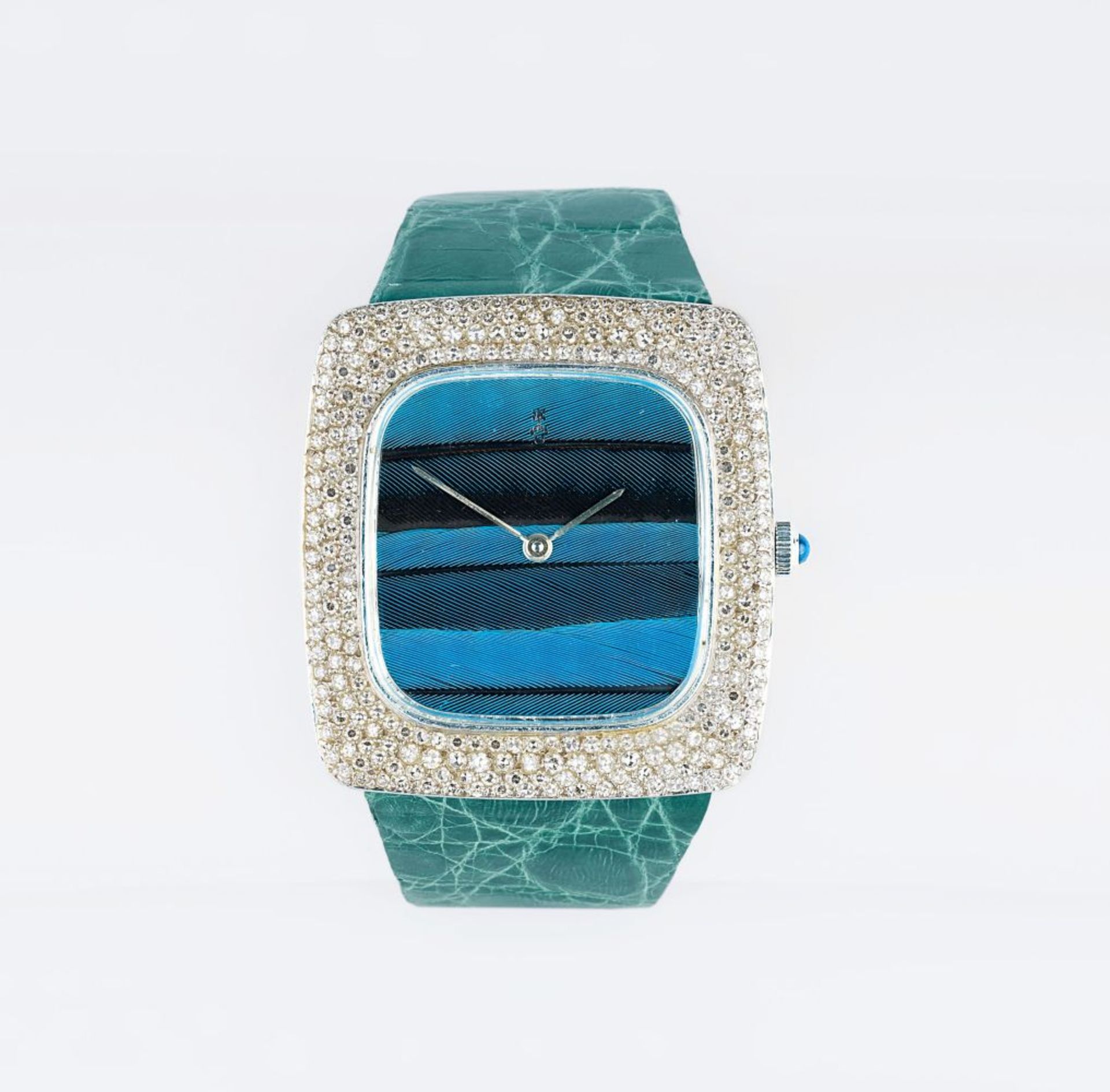 Corum. A Lady's Wristwatch with Diamonds 'Buckingham Peacock'.