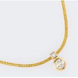 A Golden Necklace with Rare White Diamond Pendant.