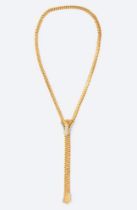 C'est Laudier. Außergewöhnliches 'Zip'-Goldcollier mit Brillant-Besatz.