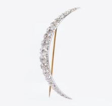 A Fin de siècle Brooch 'Crescent Moon' with Diamonds.