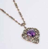 An Art-Nouveau Amethyst Diamond Necklace  'Mode de la Renaissance'.