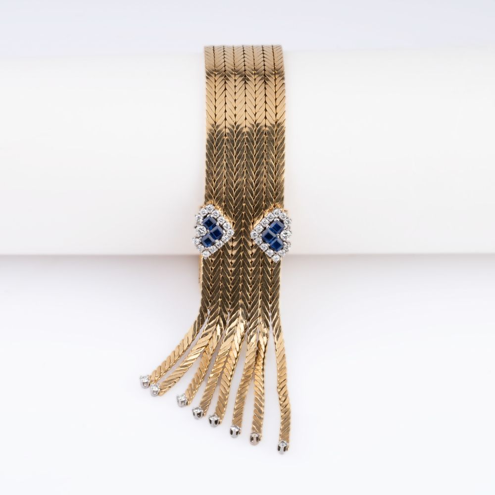 A rare Vintage Gold Bracelet with Sapphire Diamond Clasp. - Image 2 of 4