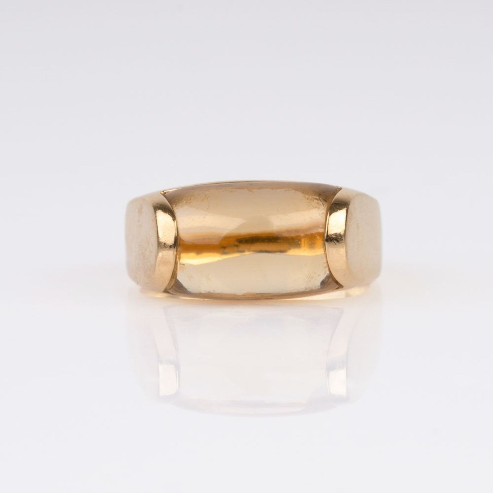 Bulgari. A Gold Ring with Citrine 'Tronchetto'.