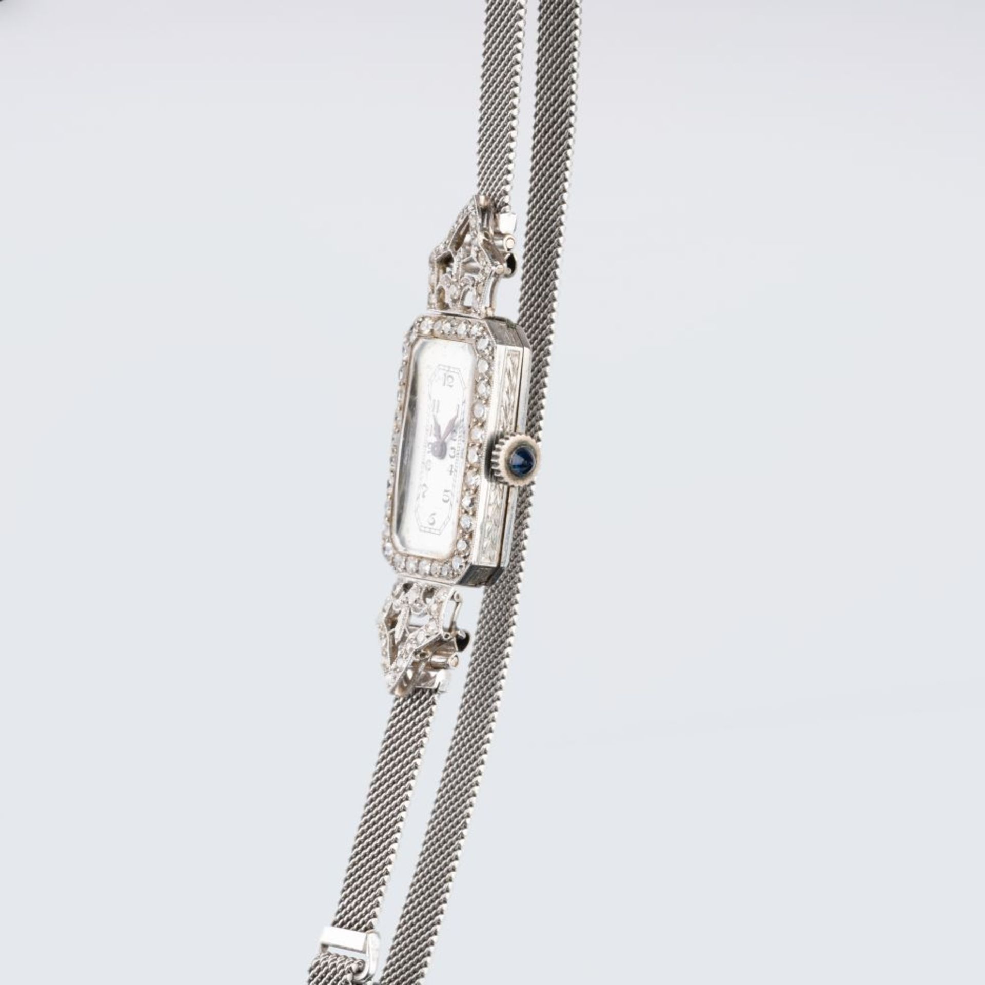 Art-Déco Damen-Armbanduhr mit Diamant-Besatz. - Bild 2 aus 2