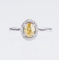 Fancy Diamant-Ring mit kleinen Brillanten.