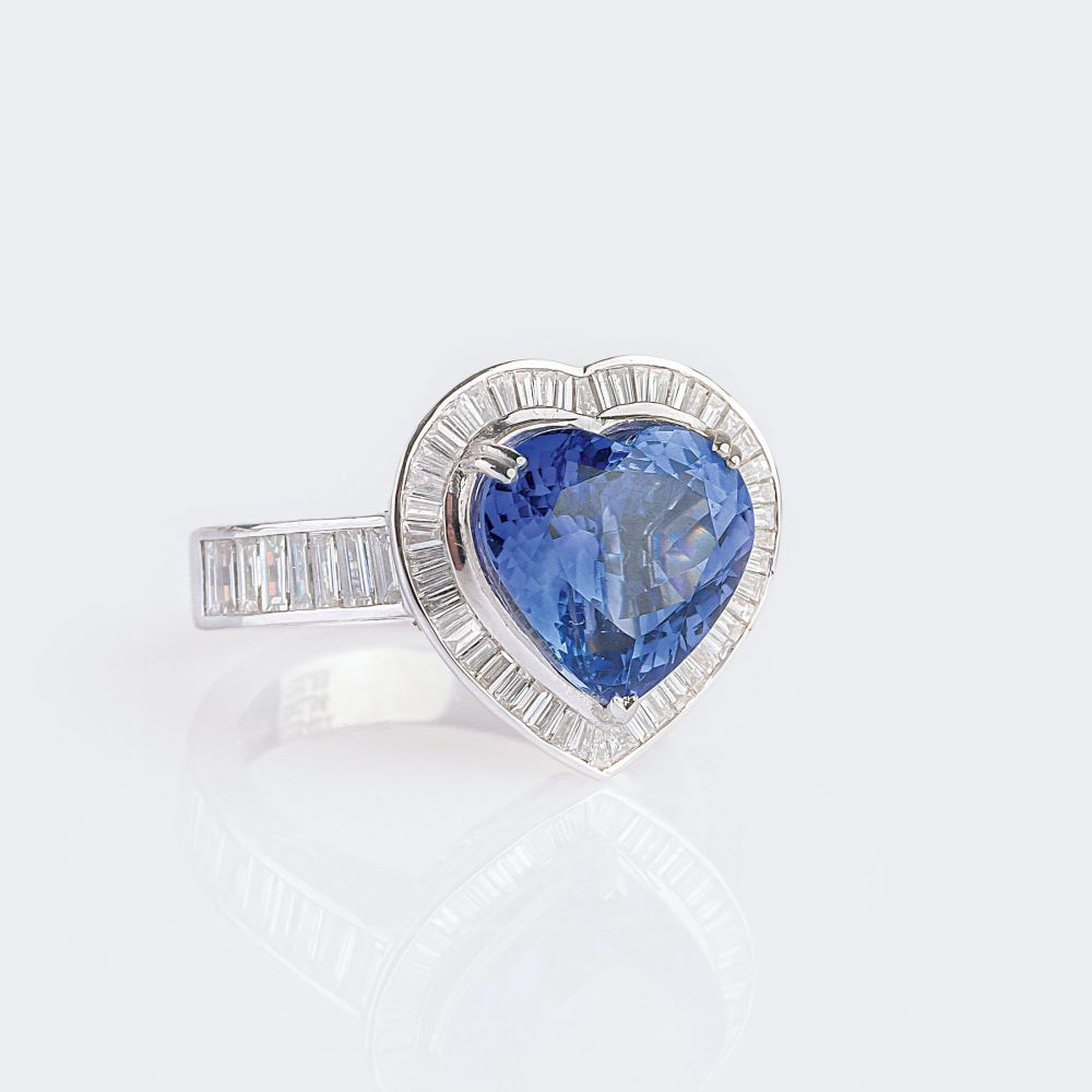 A fine Heart Tanzanite Diamond Ring. - Image 2 of 4