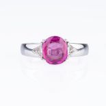 Wempe, Juwelier. AVivid Pink Sapphire Ring with Diamonds.