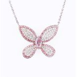 A rare Butterfly Pendant with Fancy Pink Diamond.