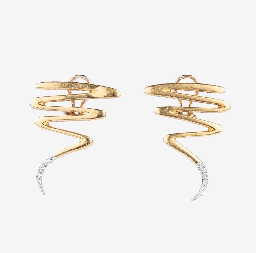 Tiffany & Co. A Pair of Diamond Earrings 'Scribble' by Paloma Picasso.