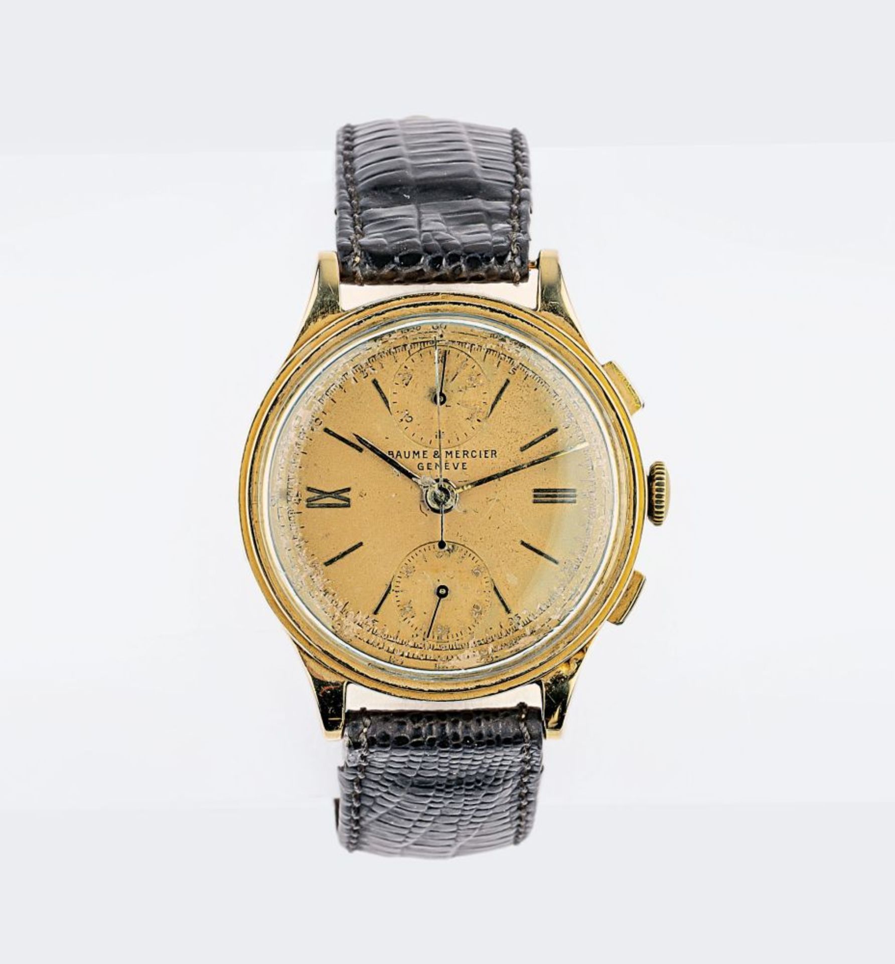 Baume & Mercier. A Vintage Gentlemen's Chronograph Tropical Dial.