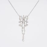 An Art Nouveau Diamond Pendant on Necklace.