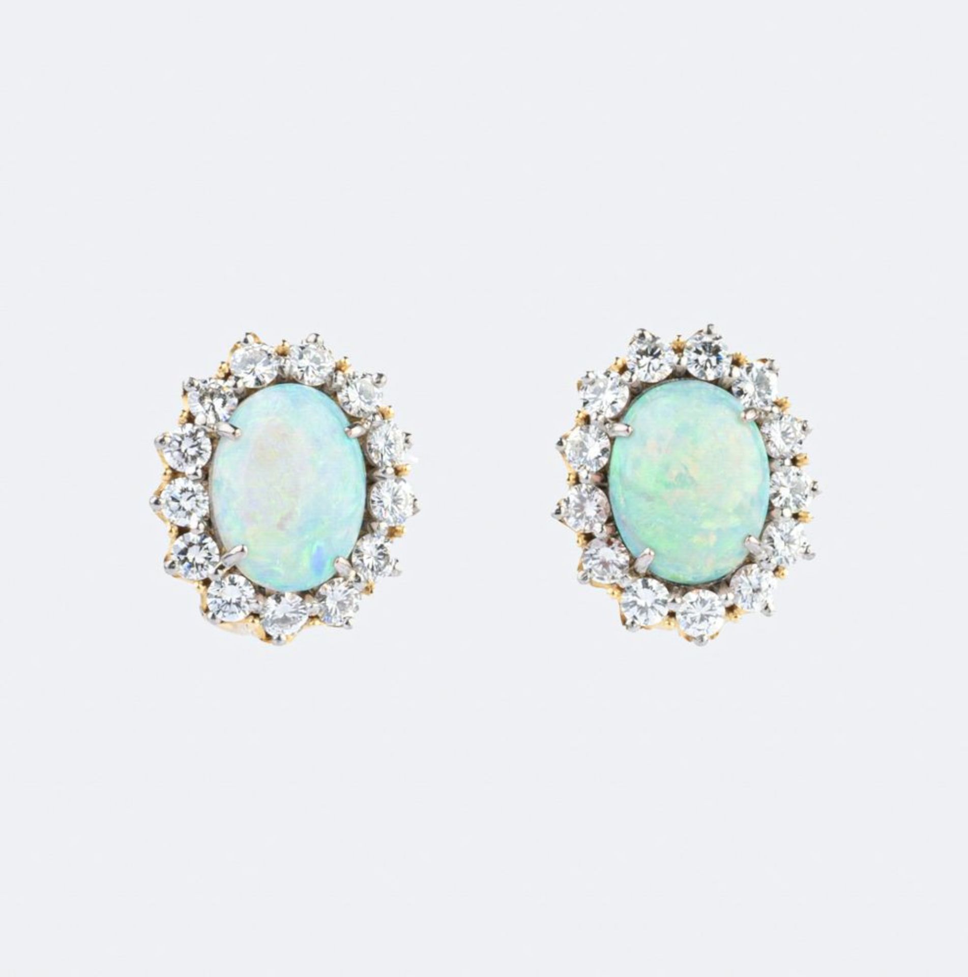 Paar Opal-Brillant-Ohrclips.