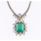 An Emerald Diamond Necklace.