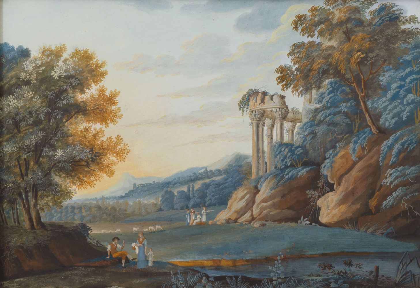 German Master active 19th cent. Companion Pieces: Neoclassical Landscapes. - Image 4 of 4