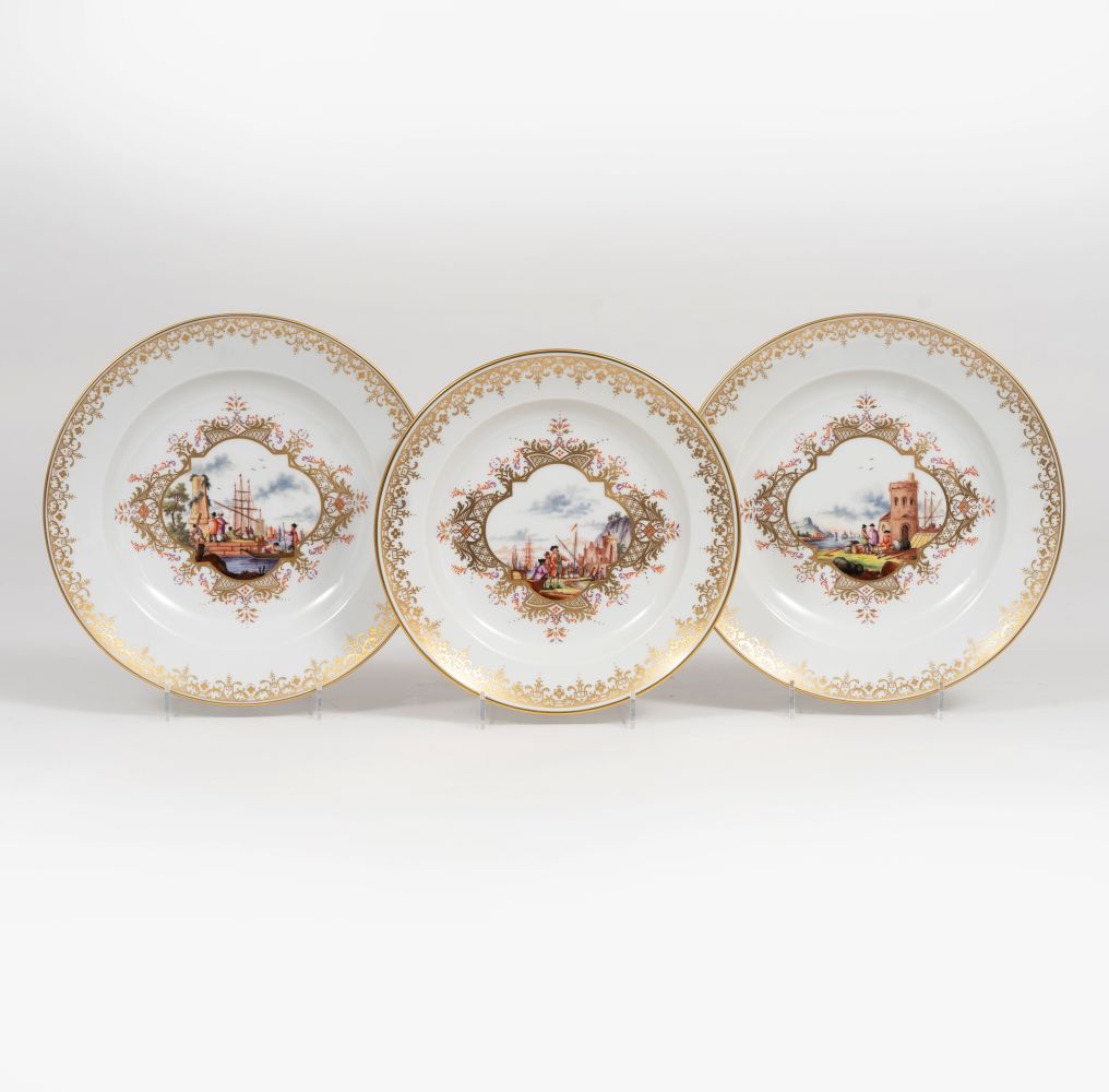 A Rare Dinner Service with fine Kauffahrtei Scenes for 6 Persons. - Image 4 of 7