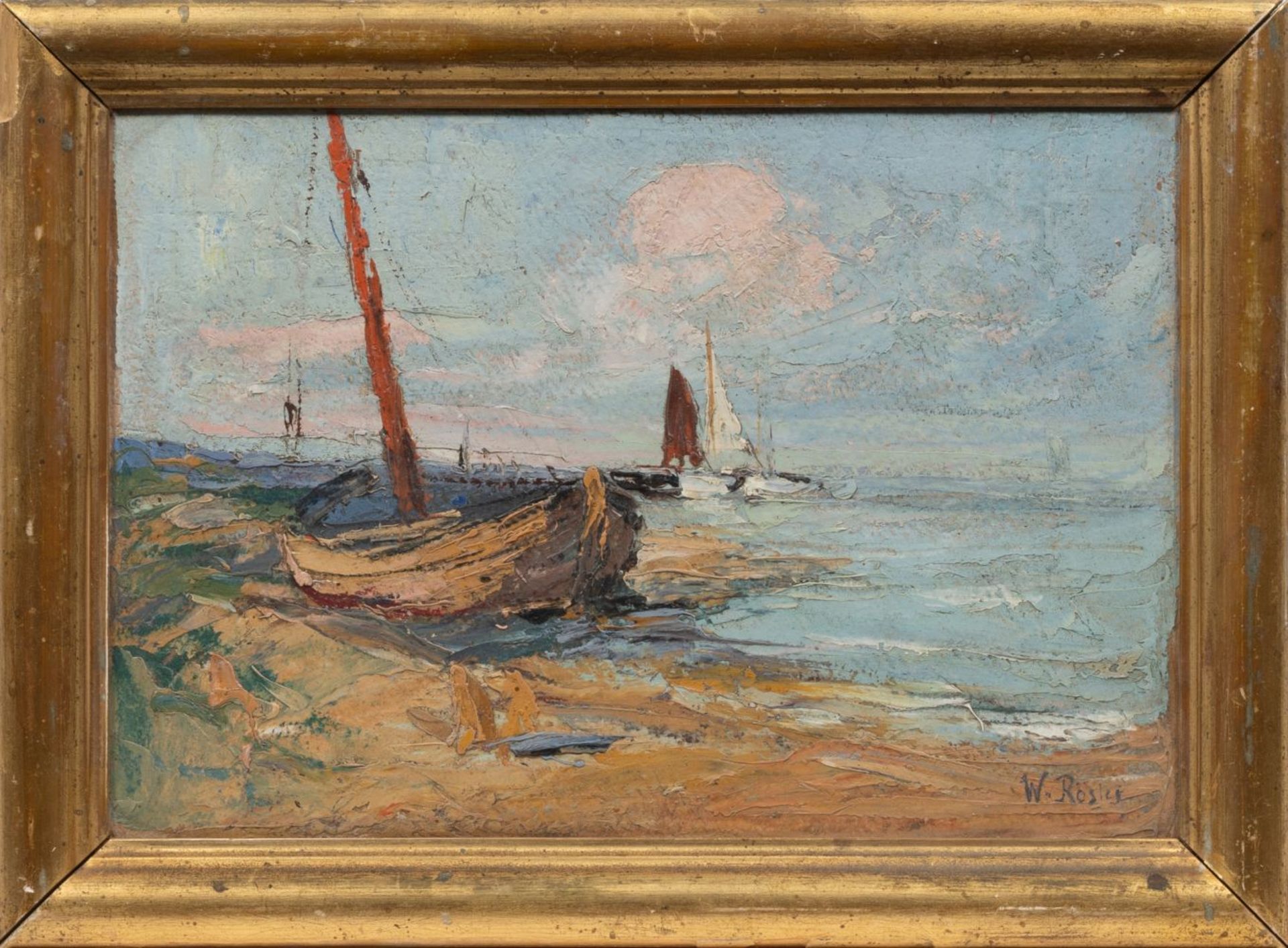 Waldemar Rösler (Striesen/Dresden 1882 - Arys/Ostpreußen 1916). Boote an der Kurischen Nehrung. - Bild 2 aus 2