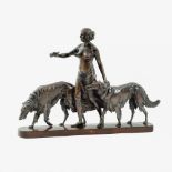 Bock, Arthur (Leipzig 1875 - Ettlingen 1957). Diana with Greyhounds - Setting off on a Hunt.