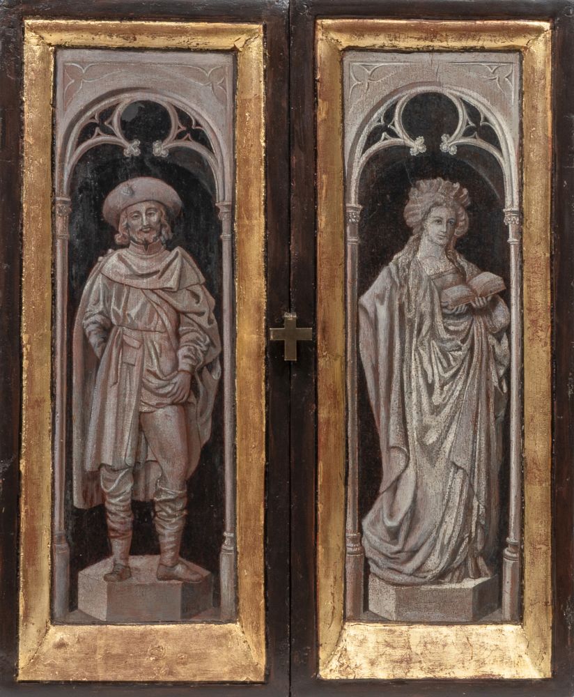 Gerard David (Oudewater 1460 - Brügge 1523), Umkreis. Hausaltar mit Maria, zwei Heiligen und Stifter - Bild 2 aus 2