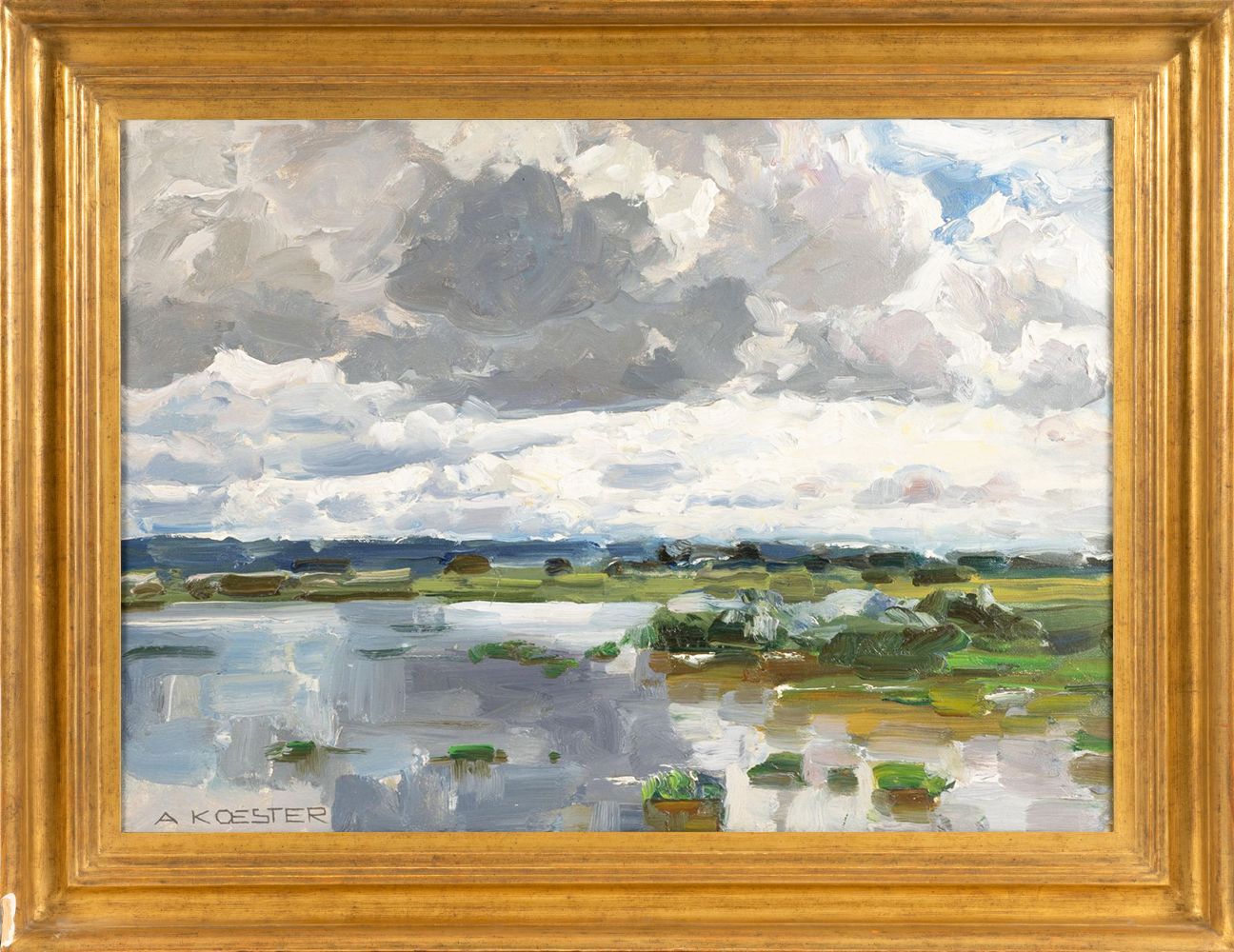 Alexander Koester (Bergneustadt 1864 - München 1932). Seeufer mit dunklen Wolken. - Bild 2 aus 2