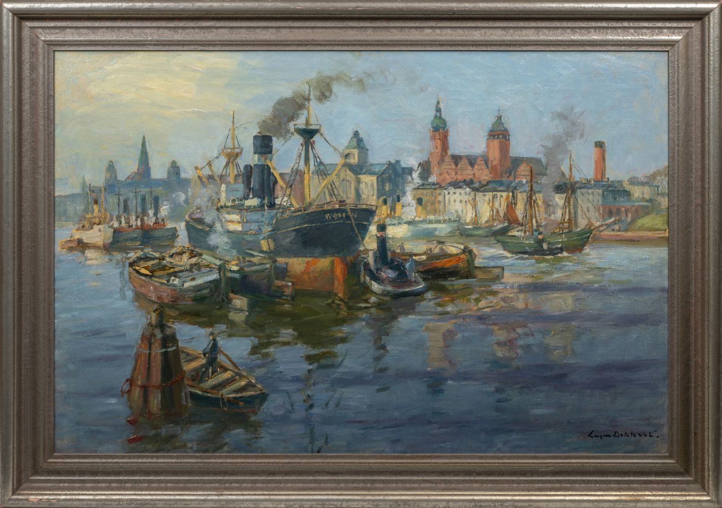 Eugen Dekkert (Stettin 1865 - Garmisch-Partenkirchen 1956). Hafen von Stettin. - Bild 2 aus 2