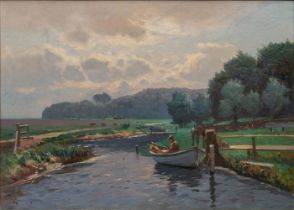 Heinrich Petersen-Angeln (Lundsgaard 1850 - Düsseldorf 1906). Sommermorgen bei Glücksburg.