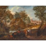 Keirincx, Alexander (Antwerpen 1600 - Amsterdam 1652), follower. Southern Landscape with Herdsmen.