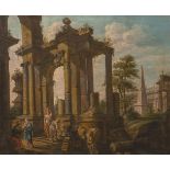 Giovanni Paolo Panini (Piacenza 1691 - Rom 1765), Umkreis. Capriccio mit Ruinen.