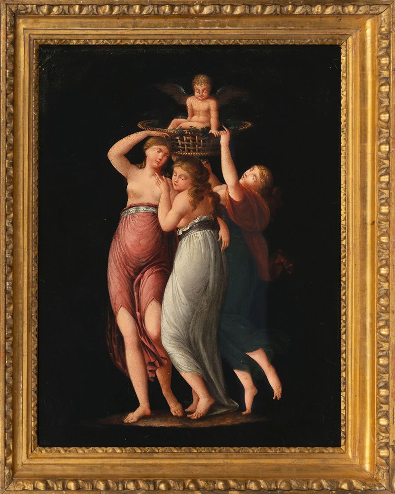 German Master active around 1800. Three Graces with Putto. - Image 2 of 2