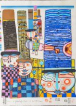 Friedensreich Hundertwasser (Wien 1928 - vor Australien 2000). Die Hüte tragen die japanischen Kaise