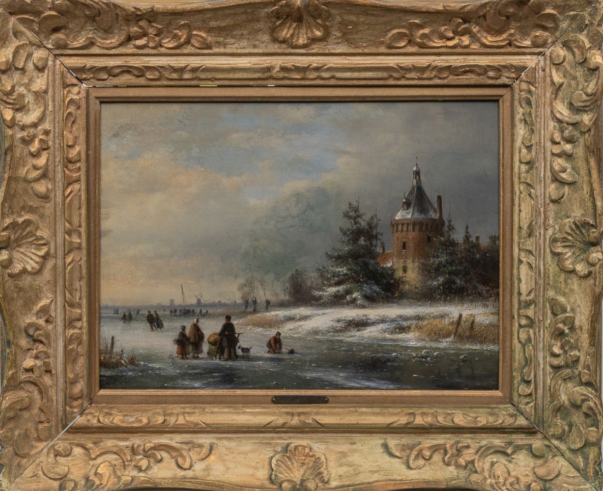 Andreas Schelfhout (Den Haag 1787 - Den Haag 1870), zugeschr. Winterlandschaft. - Bild 2 aus 2