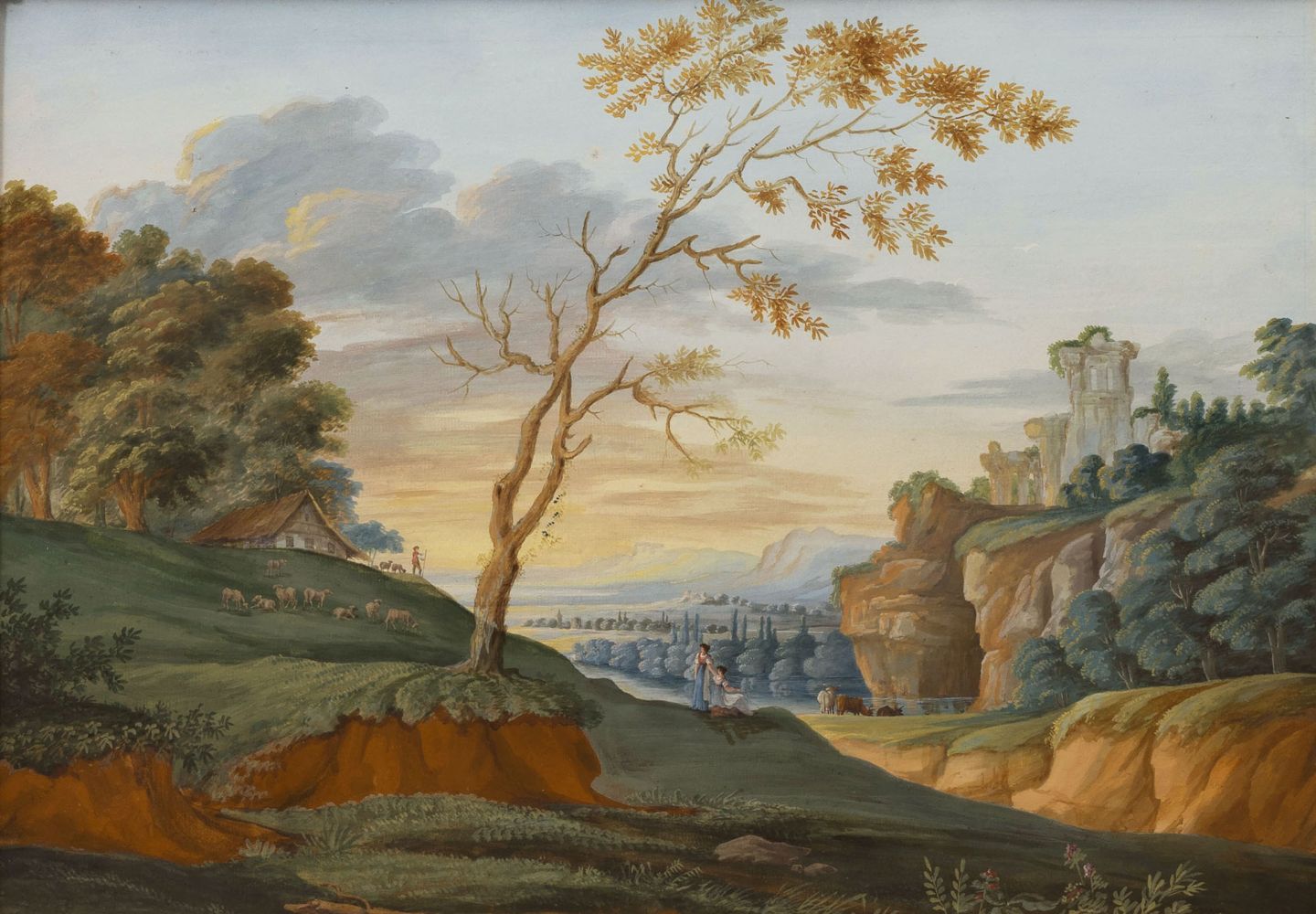 German Master active 19th cent. Companion Pieces: Neoclassical Landscapes. - Image 3 of 4